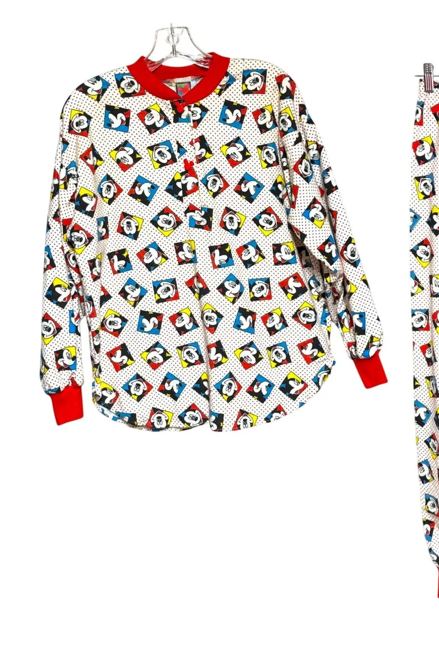 Mickey Unlimited Cotton Vintage 90s Pajama Lounge Set White Red Medium