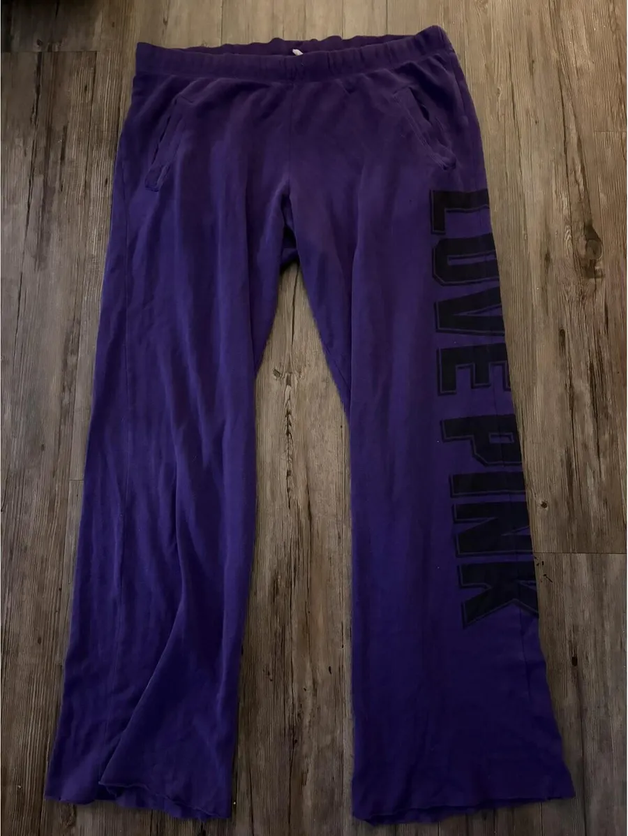 Vtg Victoria’s secret PINK Y2K Purple Sweatpants Wide Leg L