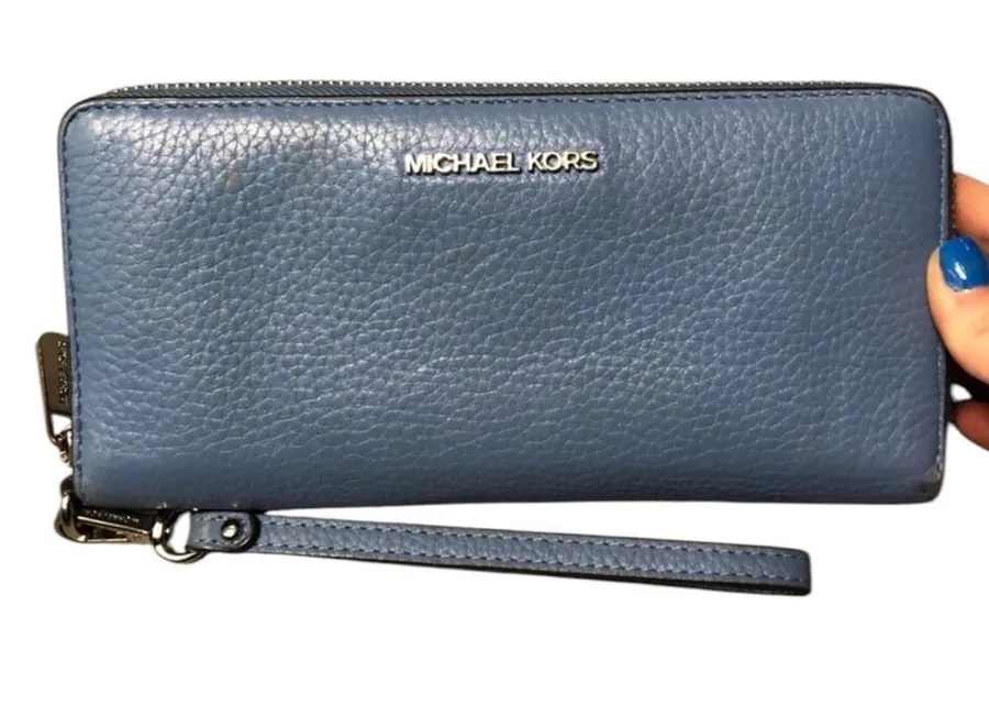Michael Kors Blue Mercer Continental Wallet / Wristlet