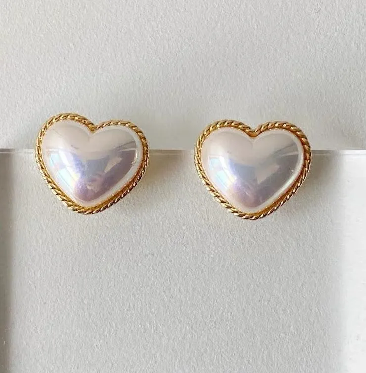 Heart Earrings cute white heart sweet heart lovely heart earrings