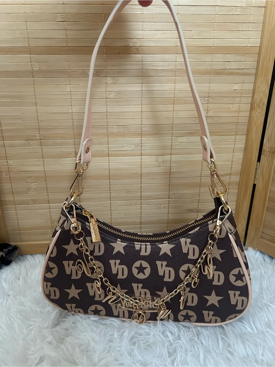 Von Dutch brown monogram shoulder bag purse Y2K vegan leather New