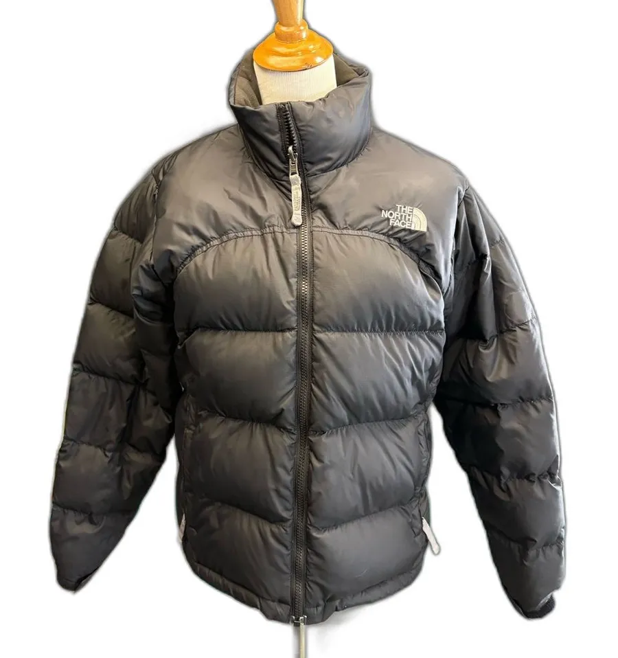 Vintage 2005 The North Face Black Puffer Coat with High Collar Insulated Design