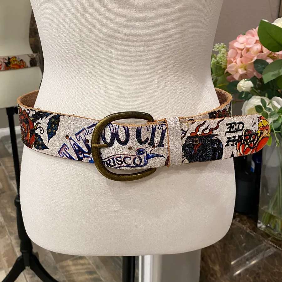 Tattoo Studded Rose Belt