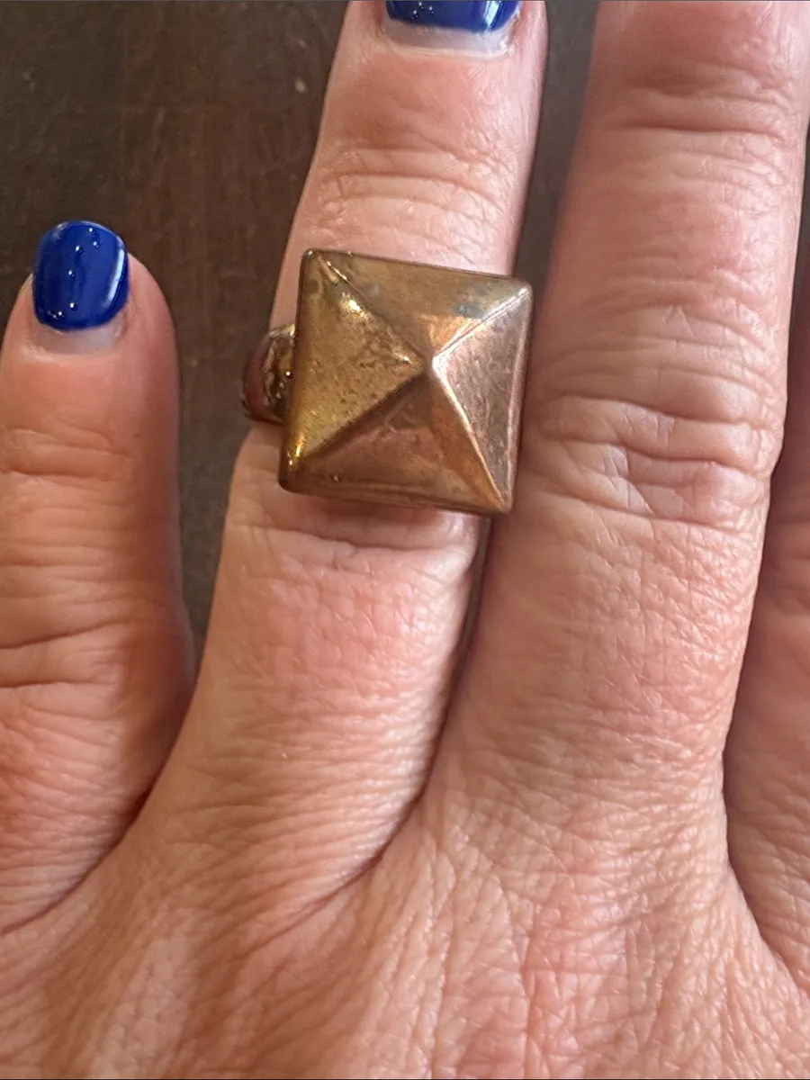 Geometric Pyramid Statement Ring in copper tone Gold