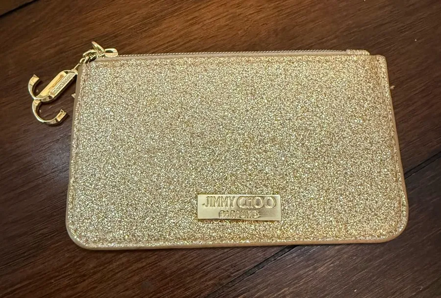 Jimmy Choo parfums glittery coin/perfume pouch, 3" x 5"