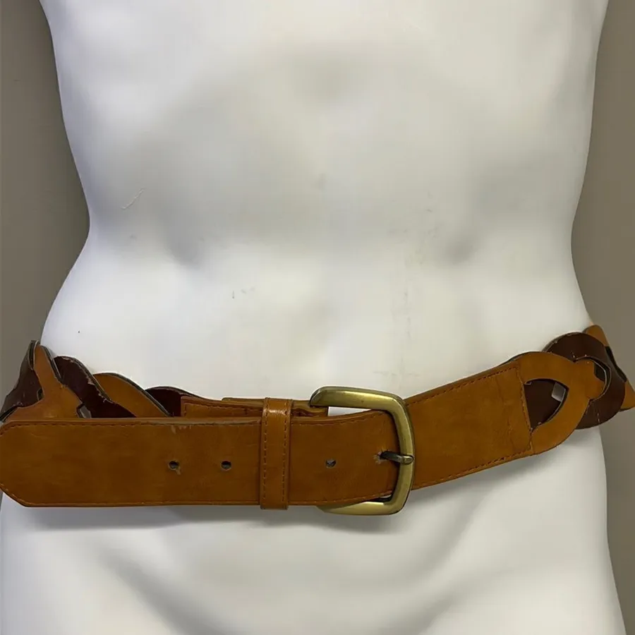 Steve Madden Women’s Braided Two-Tone Brown Belt- Large
