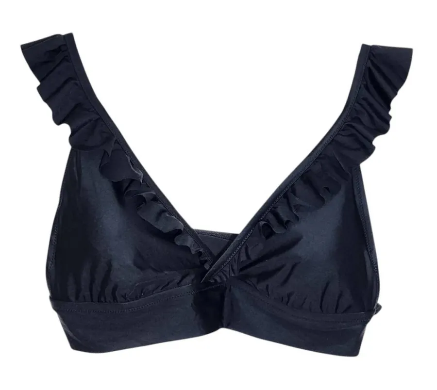 Aerie Black Ruffle Bikini Top NWT Size XL Black Triangle Bikini Top