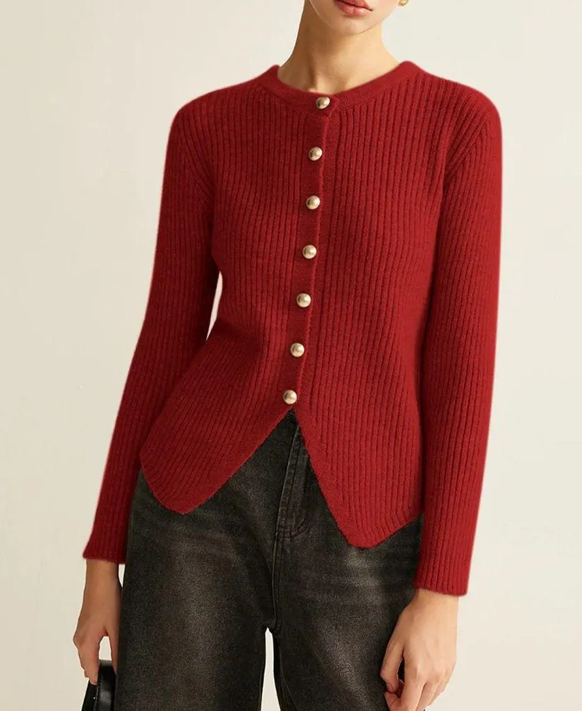 Commense Button Down Split Cardigan size M Red Size M