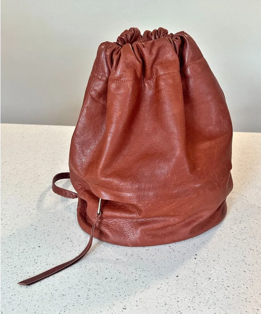 Will Leather Goods Cloud Backpack Brown Full Grain Leather Drawstring Rucksack