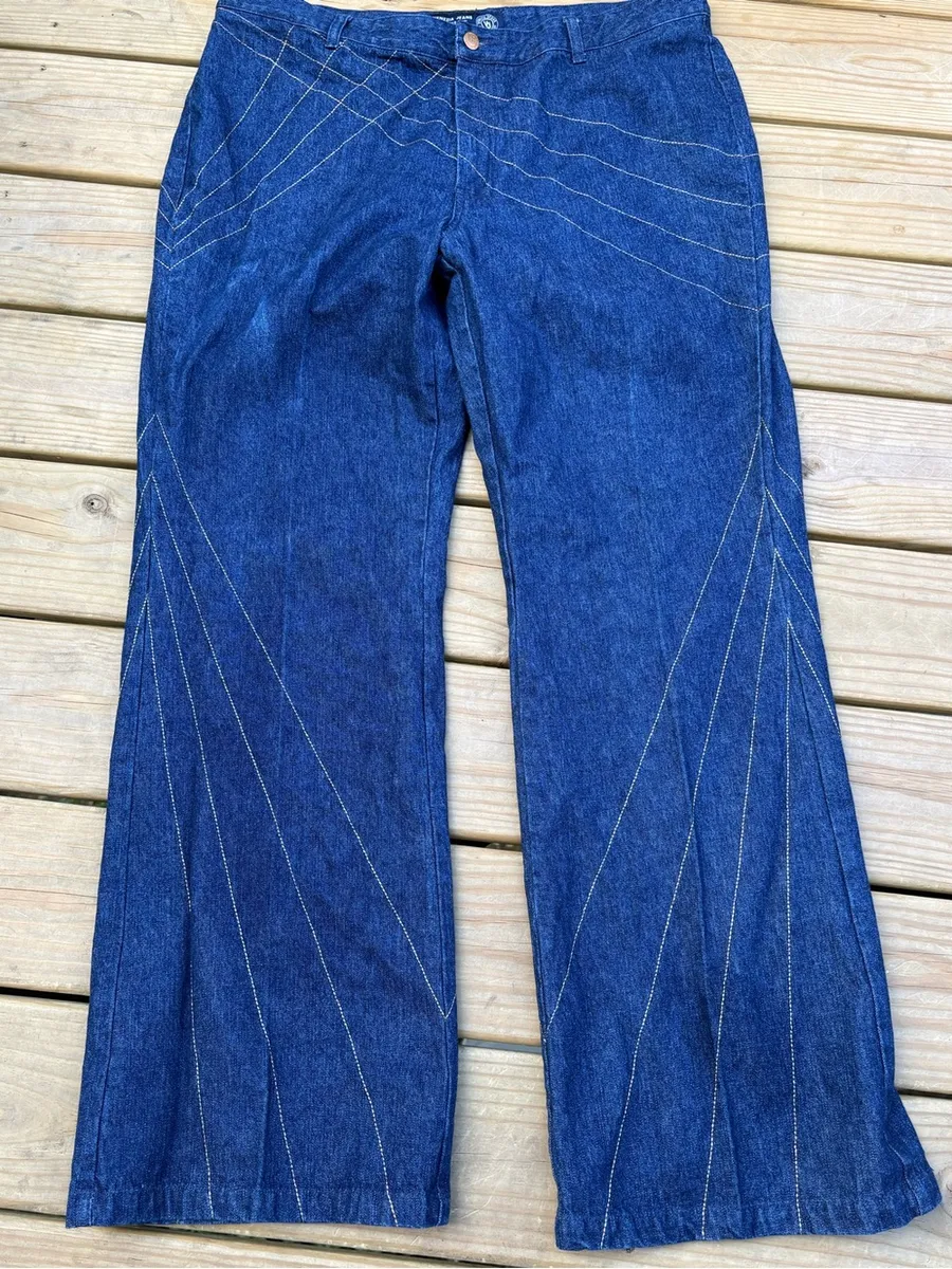 Venezia Jeans Size 18 Wide Leg Flare Dark Wash Contrast Stitch Y2K Denim