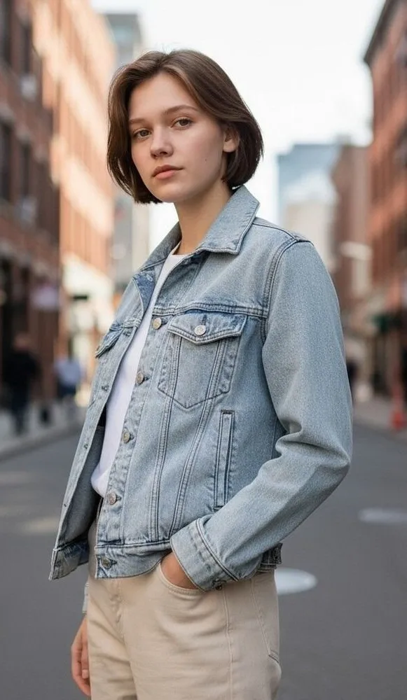 Abercrombie & Fitch Women XS Denim Jacket Light Wash Distressed Classic Grunge