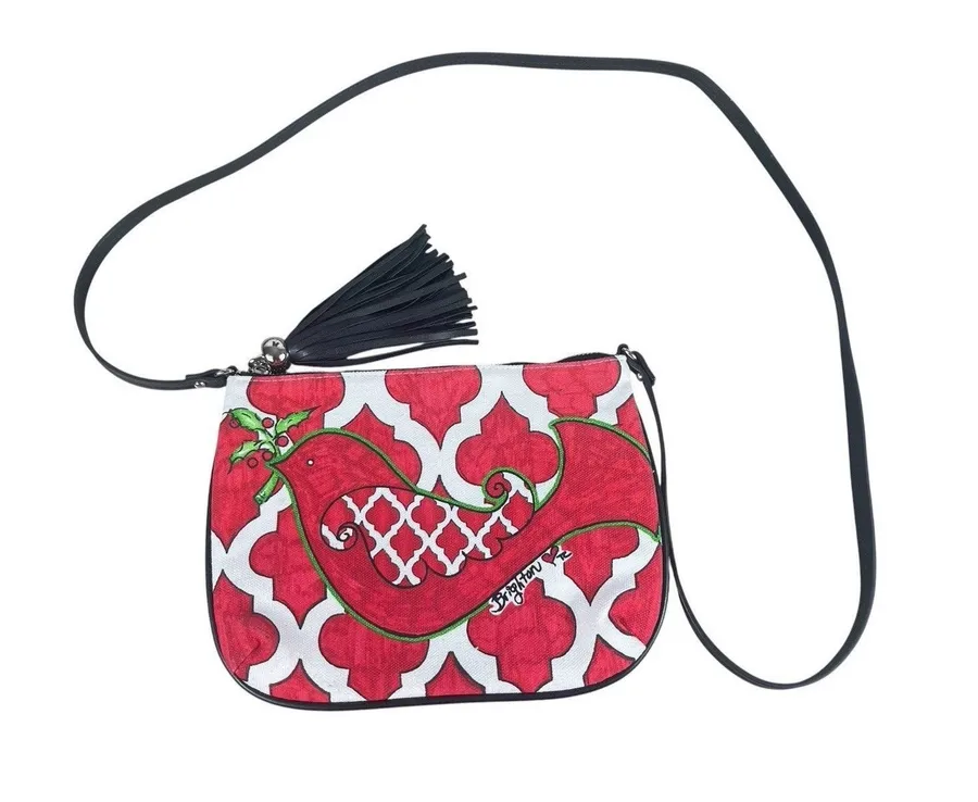 Brighton Love Dove Crossbody Bag Tassel Canvas Purse Holiday