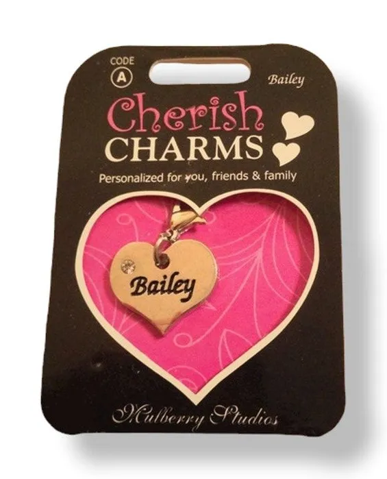 Cherish Charms BAILEY Name Bracelet Charm NEW NWT Silvertone Silver Tone