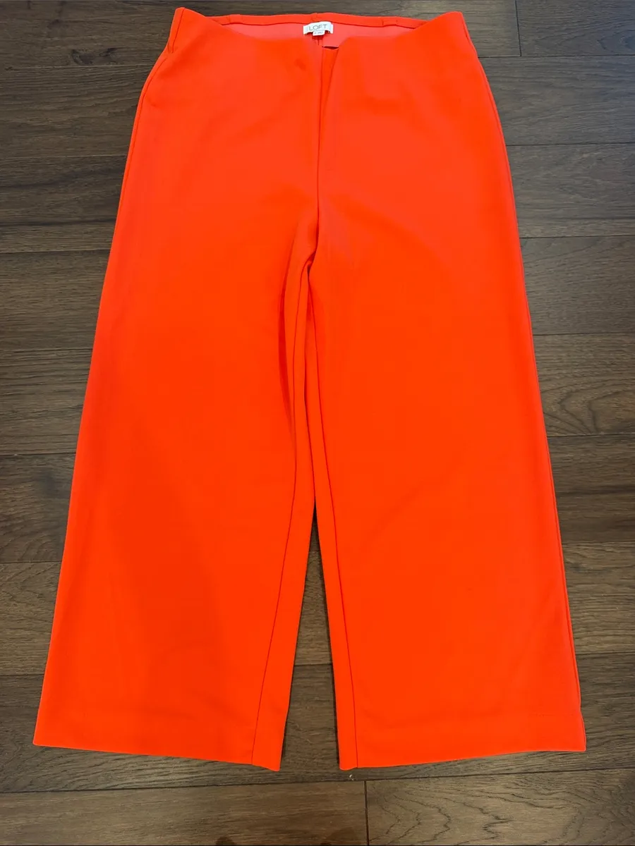 Loft Orange Wide Leg Pull On Pangs Size Medium - C67-058