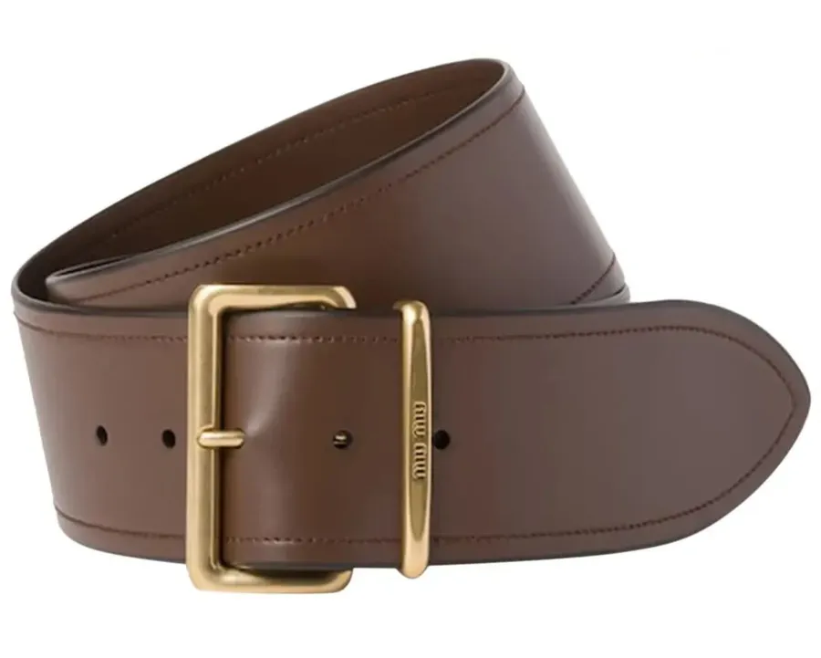 MIU MIU Leather Belt Brown Gold Hardware