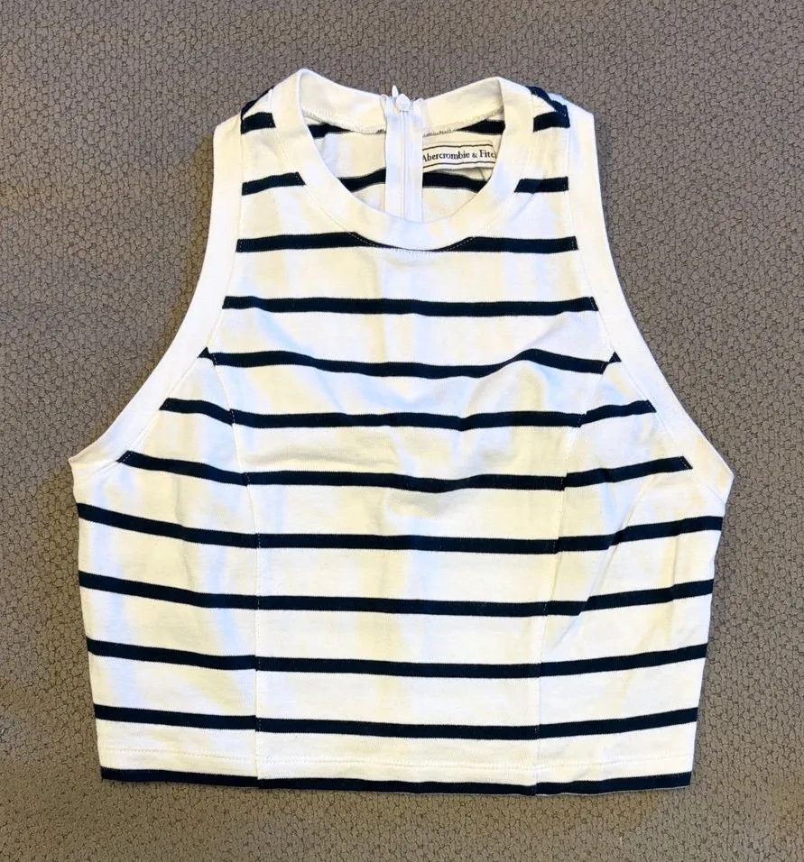 Abercrombie & Fitch Black and White Striped Tank Top