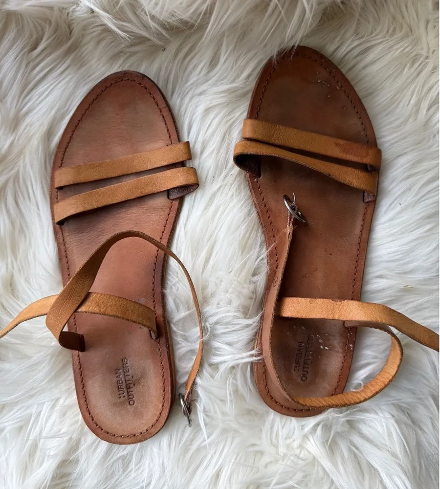 Urban Outfitters Brown Leather Strappy Sandals Size 7