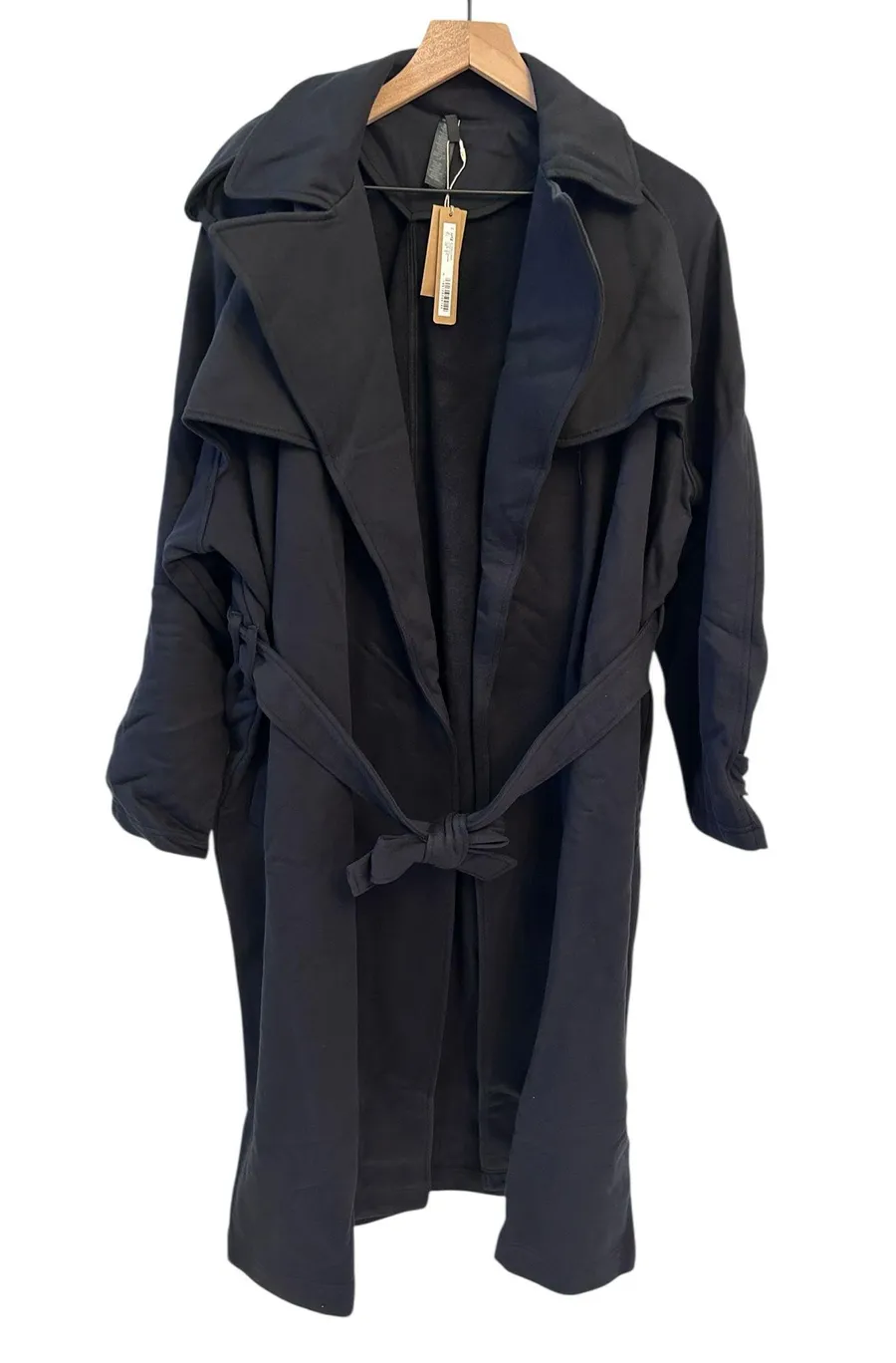 SKIMS NWT Boyfriend Fleece Oversized Trench Coat - Onyx XS