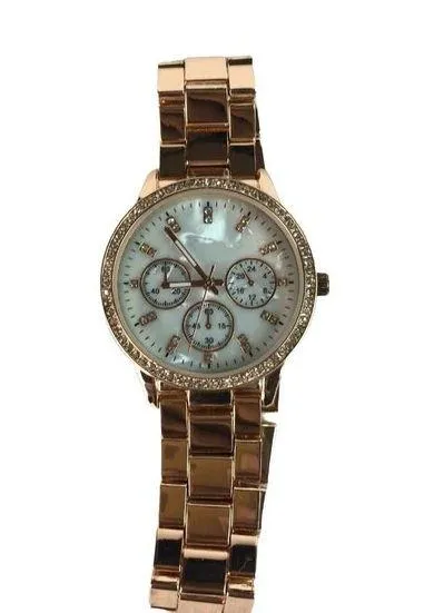 Womens Rose Gold Round Tone Watch Adjustable Band Multiple Hands u Pink
