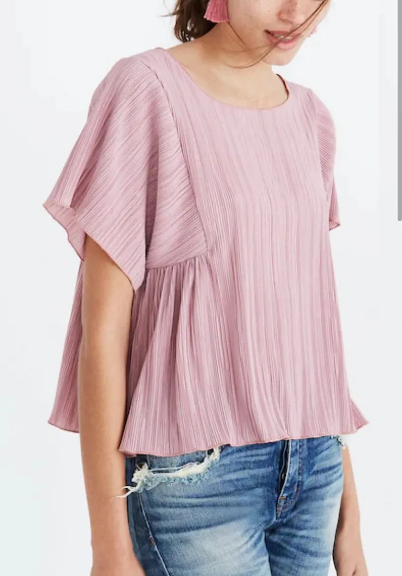 MADEWELL Texture & Thred Micropleat Top in Vintage Mauve