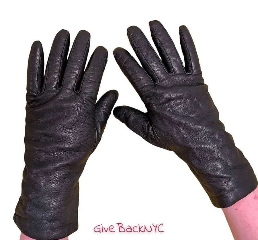 Vintage Saks Fifth Avenue Leather Cashmere Gloves Size 7.5