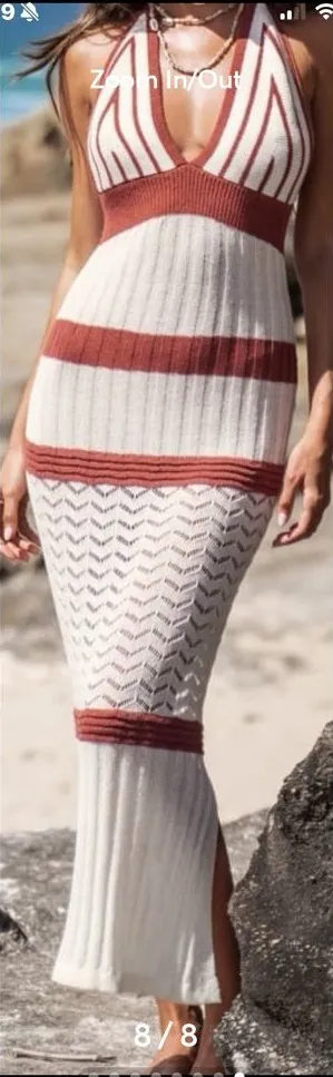 Cupshe Striped Halter Bodycon Cover-Up Dress. Size XL