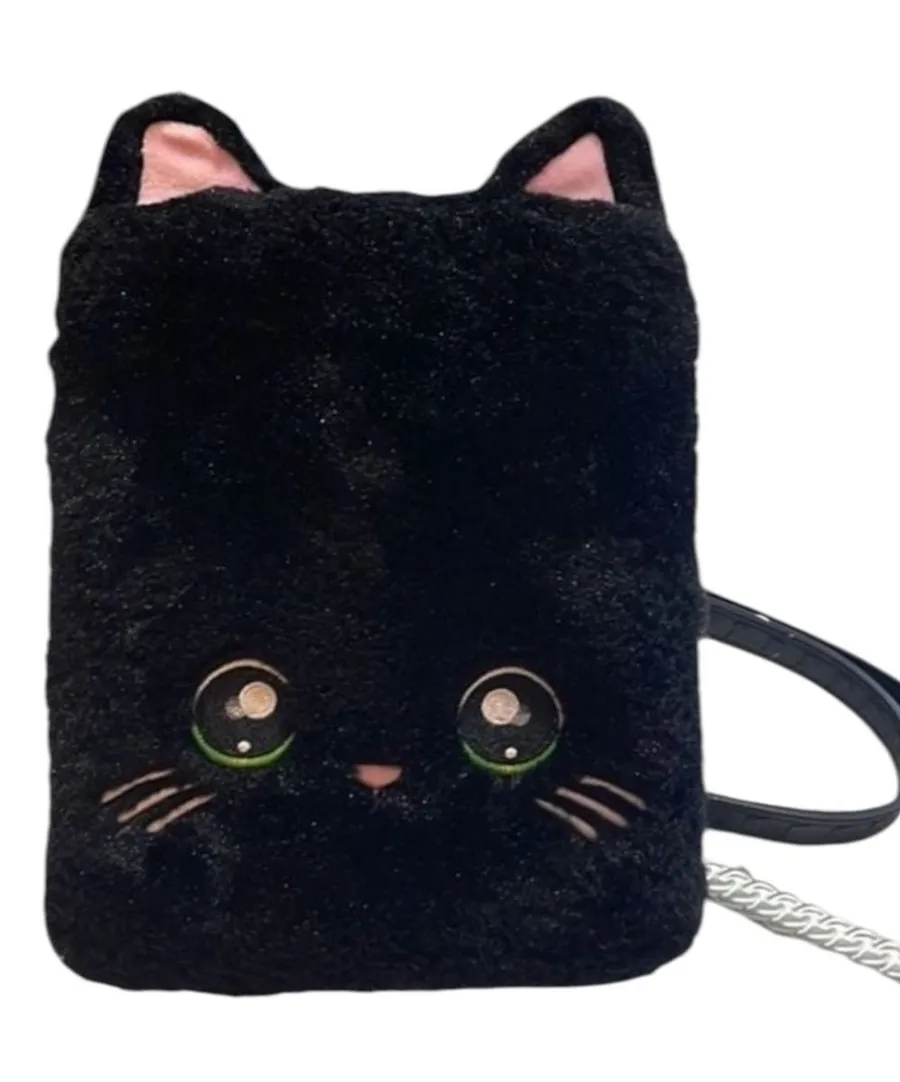 Kitty Cat Black Furry Hard Case Backpack