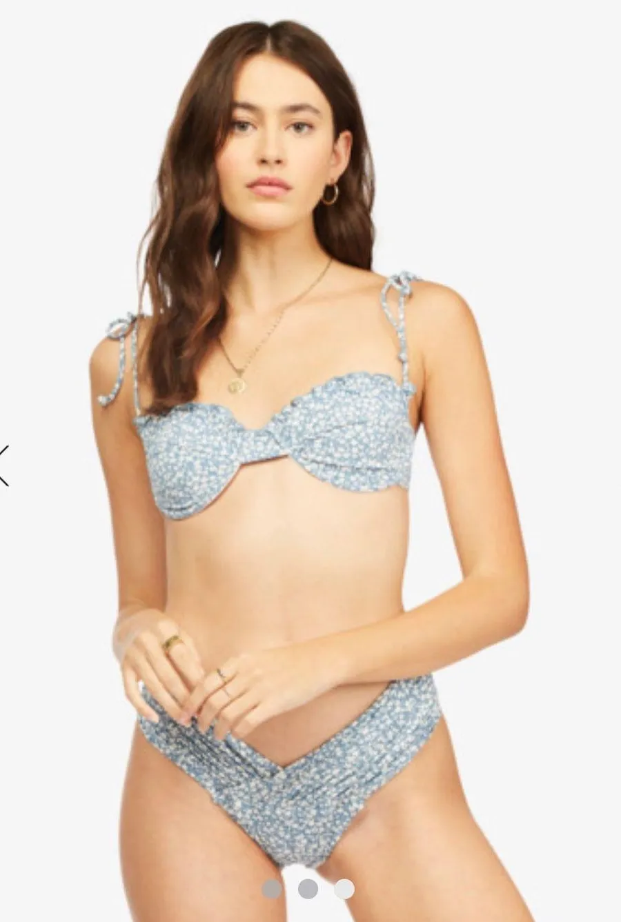 NEW Shirred Fiji Cheeky Bikini Bottoms in Blue Size L