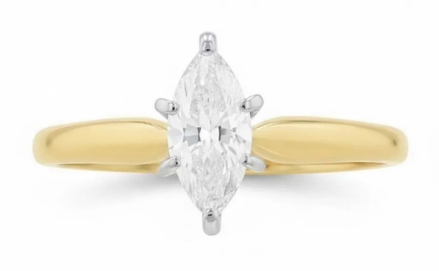 Vintage: .5 CT Marquise Diamond Solitaire Engagement Ring 𖦹 14K Gold Band 𖦹 5