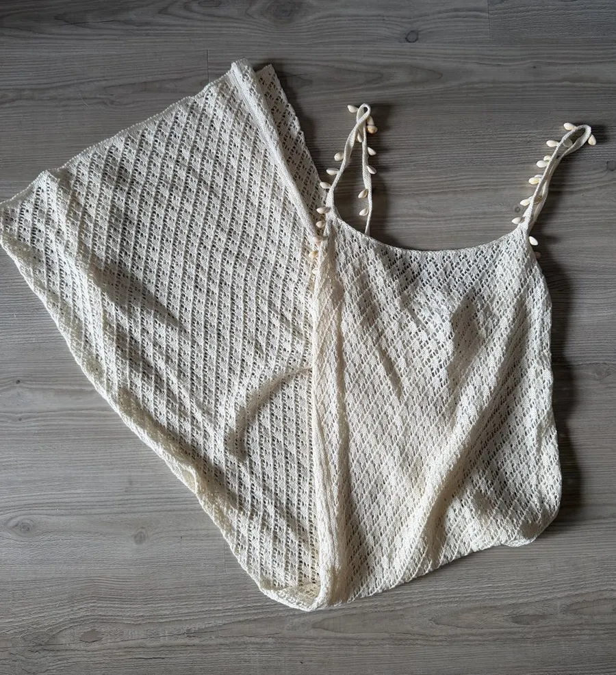 Pitusa Cream Crochet Pukka Shell Swim Cover