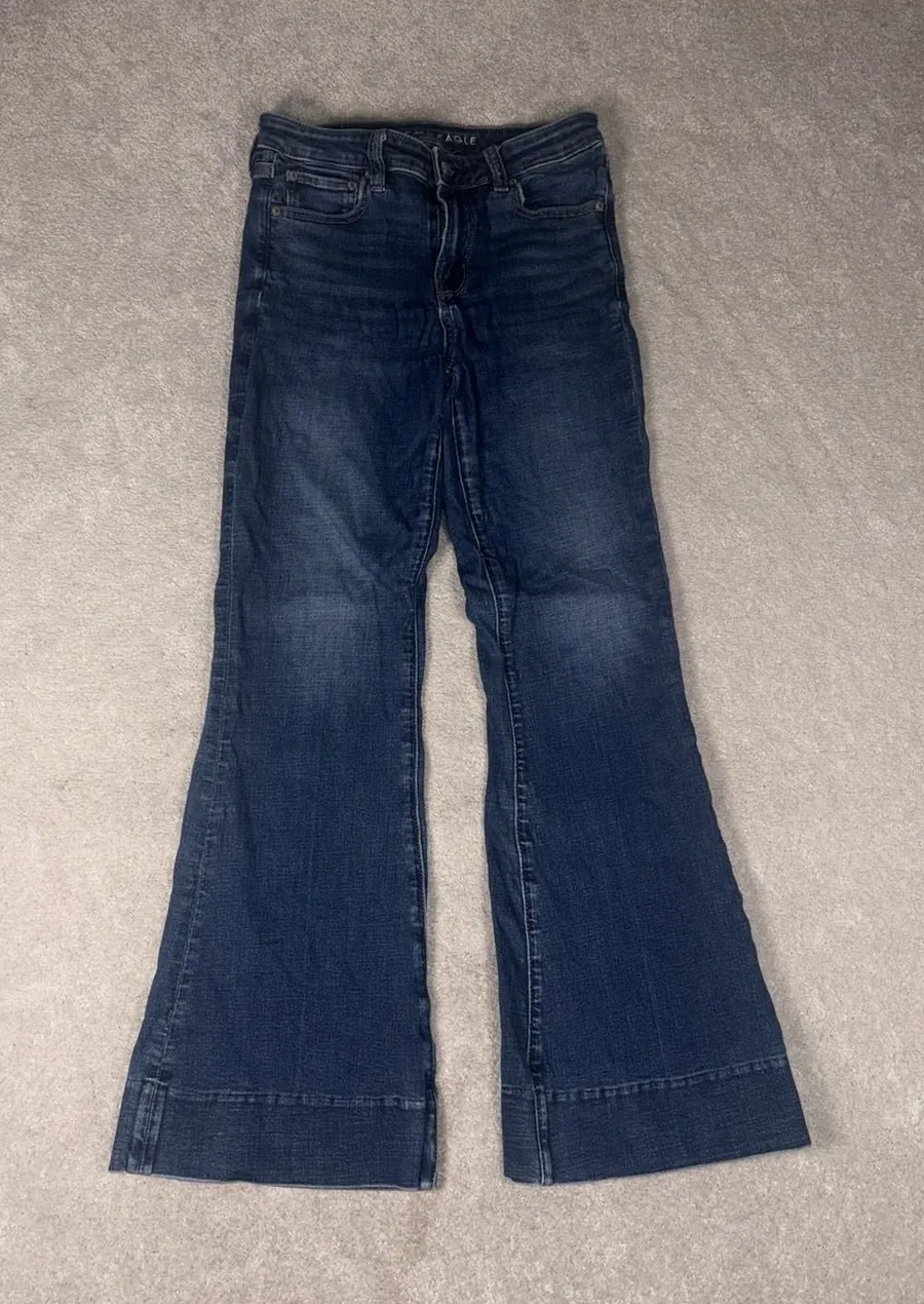 american eagle high rise flare jeans trouser fit 4 short