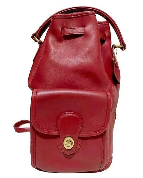 VINTAGE Glove Tanned Red Leather Sling Backpack COMES WITH: COA Coach 9992