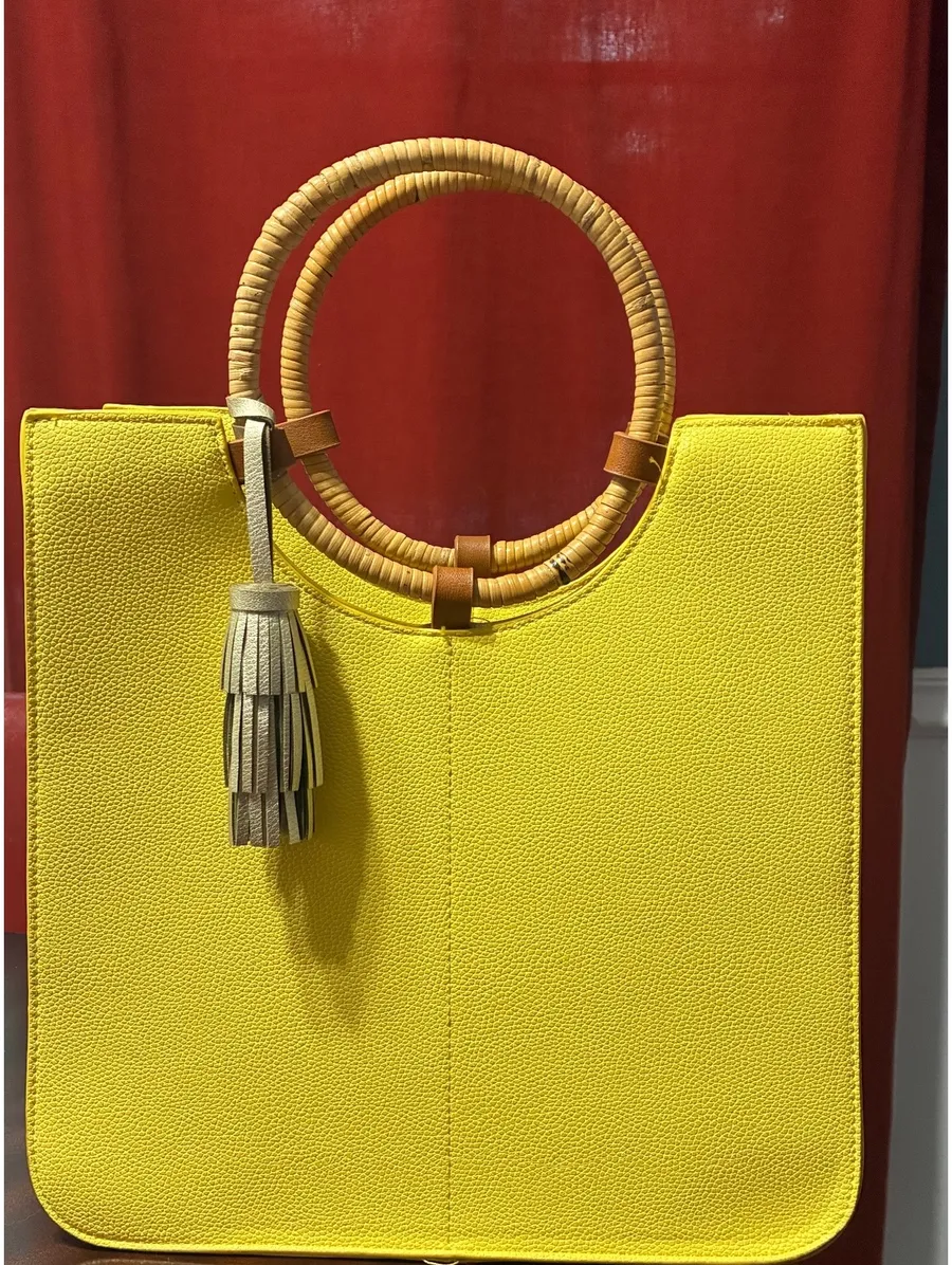 Bright Yellow Summer Tote Wicker O