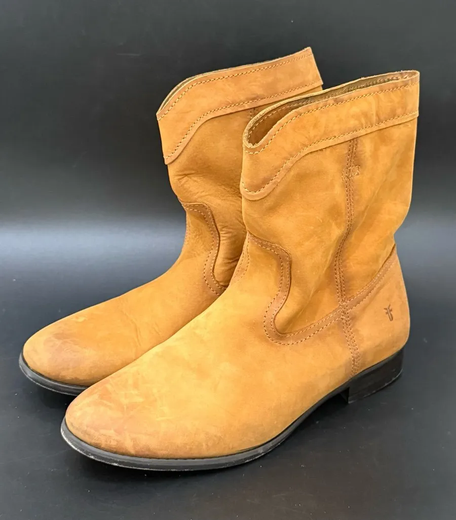 FRYE Cognac Cara Roper Mid Calf Pull On Boots Size 9