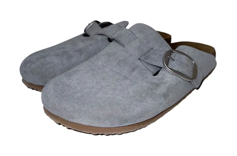 Maurices SuperCush Chloe Closed Toe Footbed Clogs Light Blue Buckle