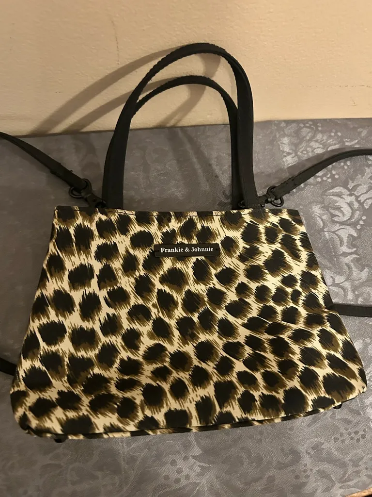 Frankie & Johnnie Leopard-Print Mini Shoulder Bag in Black and Tan