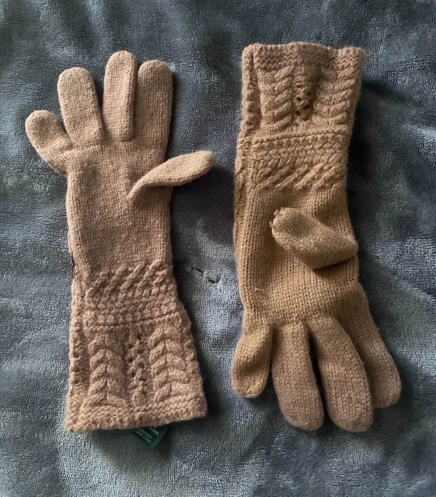 Lauren Ralph Lauren Tan Beige Knit Winter Gloves