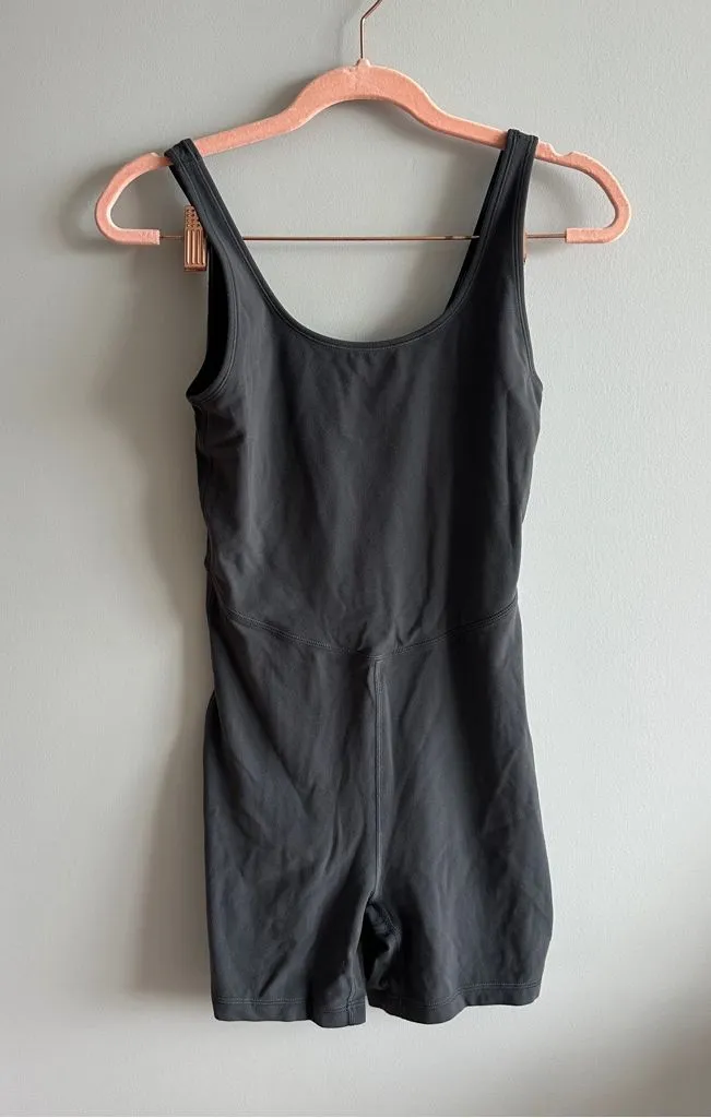 aritzia grey cutout butter romper (small)