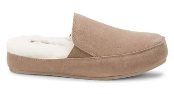 EDDIE BAUER Faux Fur Lined Slippers, Women's Size 12 (XL), Natural Tan, NWT