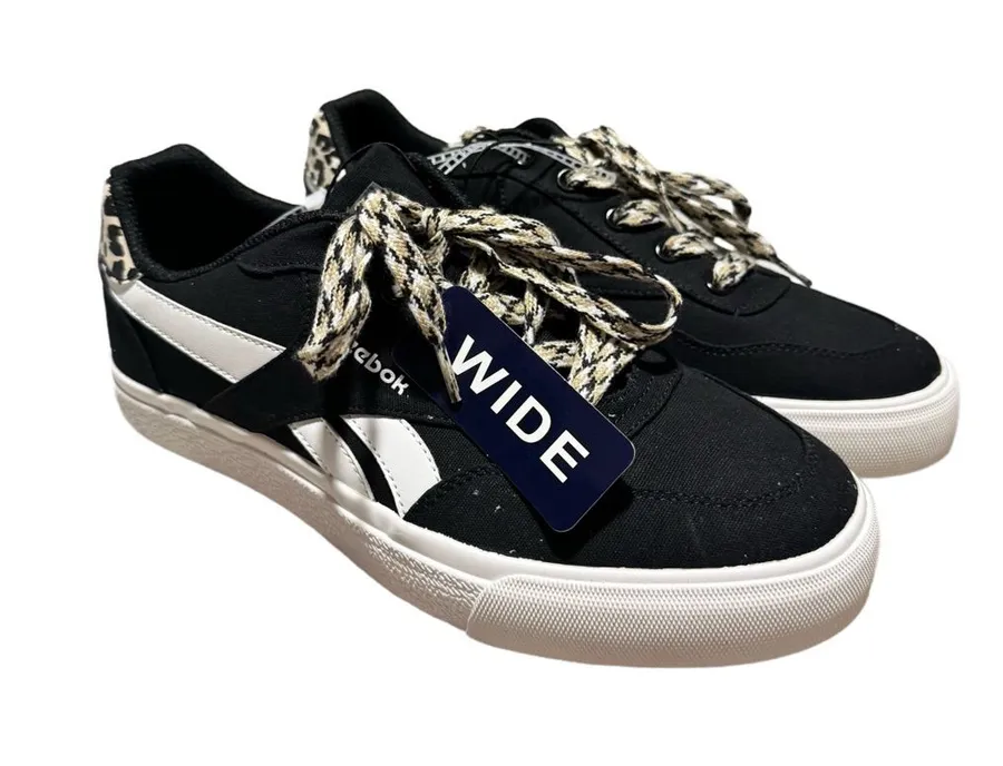 Reebok Court Advance Women's 8.5 Sneakers Black White Leopard Lace Up Casual NWT