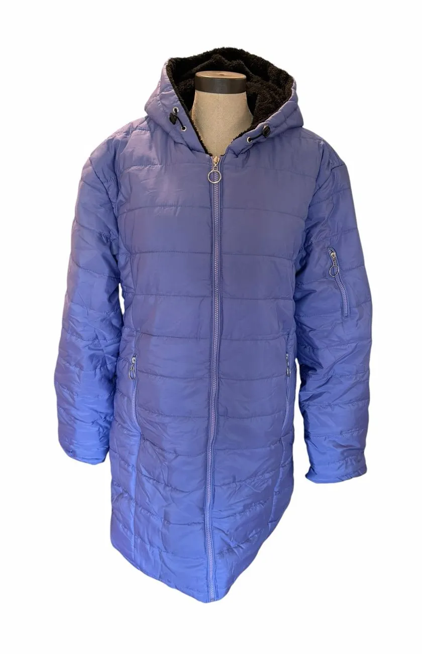 Women's Purple Hooded Winter Puffer Coat Size 3XL #260849