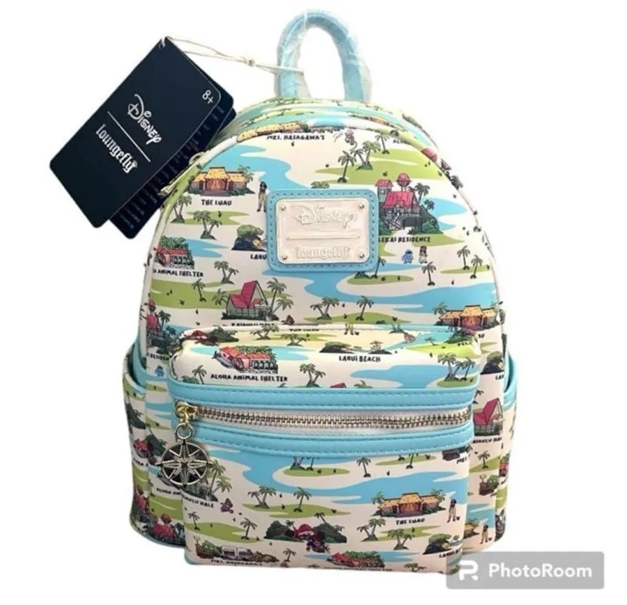 *Loungefly Disney Lilo & Stitch Locations Allover Print Mini Backpack