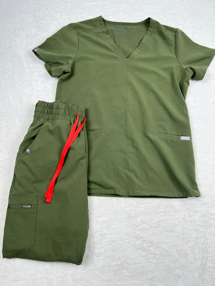 FIGS Dark Olive Scrub Set Catarina Top Zamora Joggers S Petite