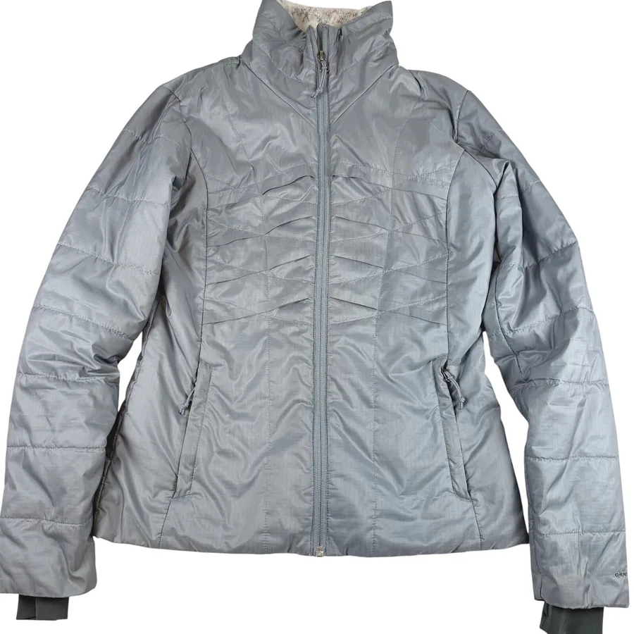Columbia Omni-Heat Grey Ripstop Puffer Jacket Womens XS Full Zip Insulated Coat