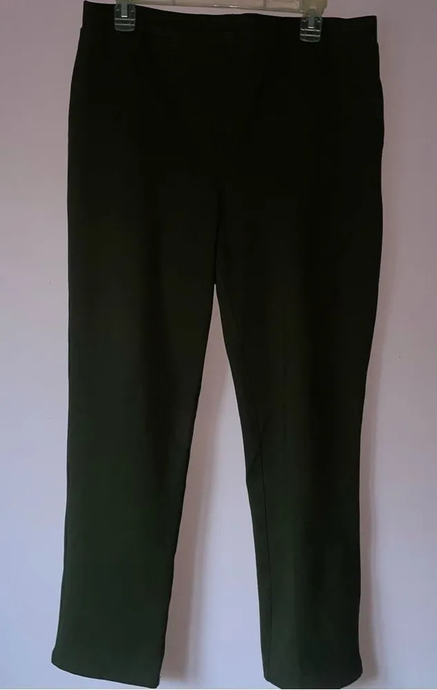 Quince Size L Ultra Stretch Ponte Dark Green Pull On Trouser Pants