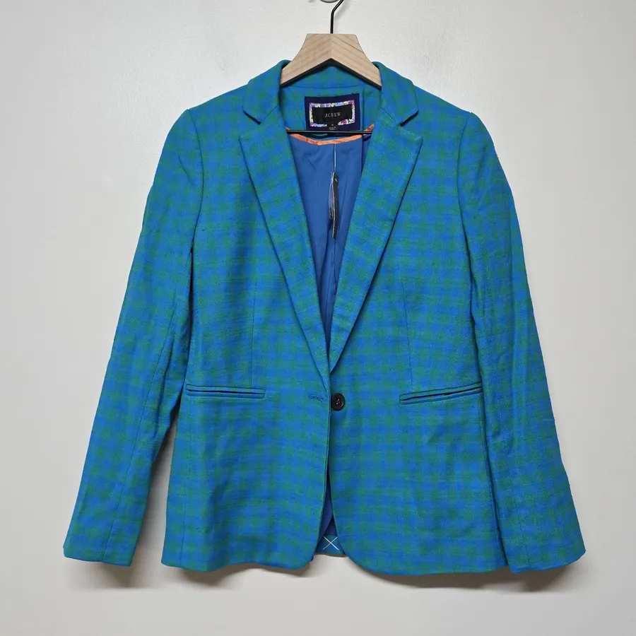 NWT J.Crew Parke Blazer Gingham Jacket Womens Sz 4 NEW Plaid AI742 $248