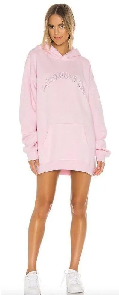 BOYS LIE 1-800 Pink Remix Hoodie in Baby Pink One Size