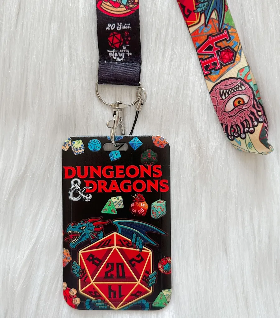 Dungeons and Dragons lanyard with Id/ card holder Red