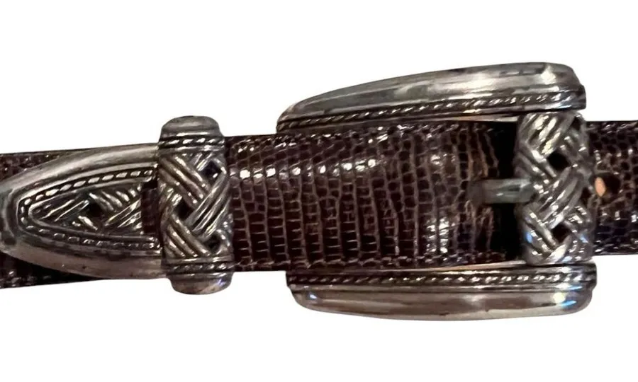 Brighton Belt , brown textured with silvertone hardware size small