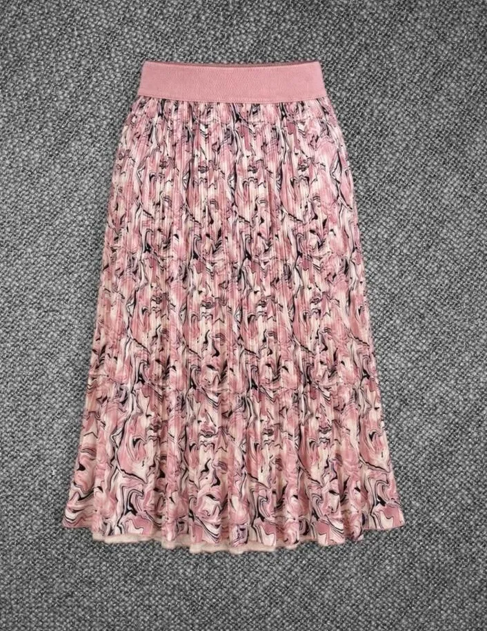 Metrowear Pink Abstract Pleated Midi Skirt Petite M Size M
